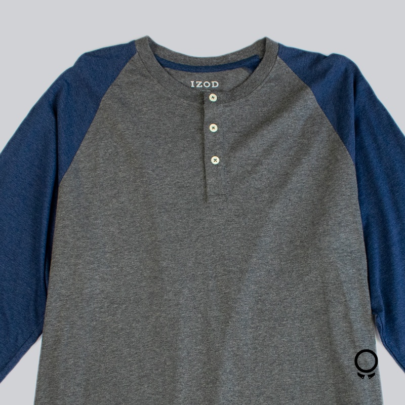 REMERA IZOD HENLEY MANGAS LARGAS GRIS