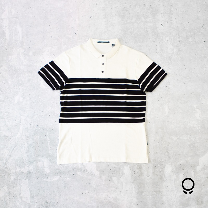POLO PERRY ELLIS RAYADA BLANCO