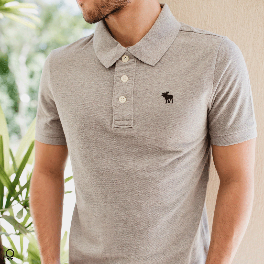 REMERA ABERCROMBIE CUELLO POLO GRIS