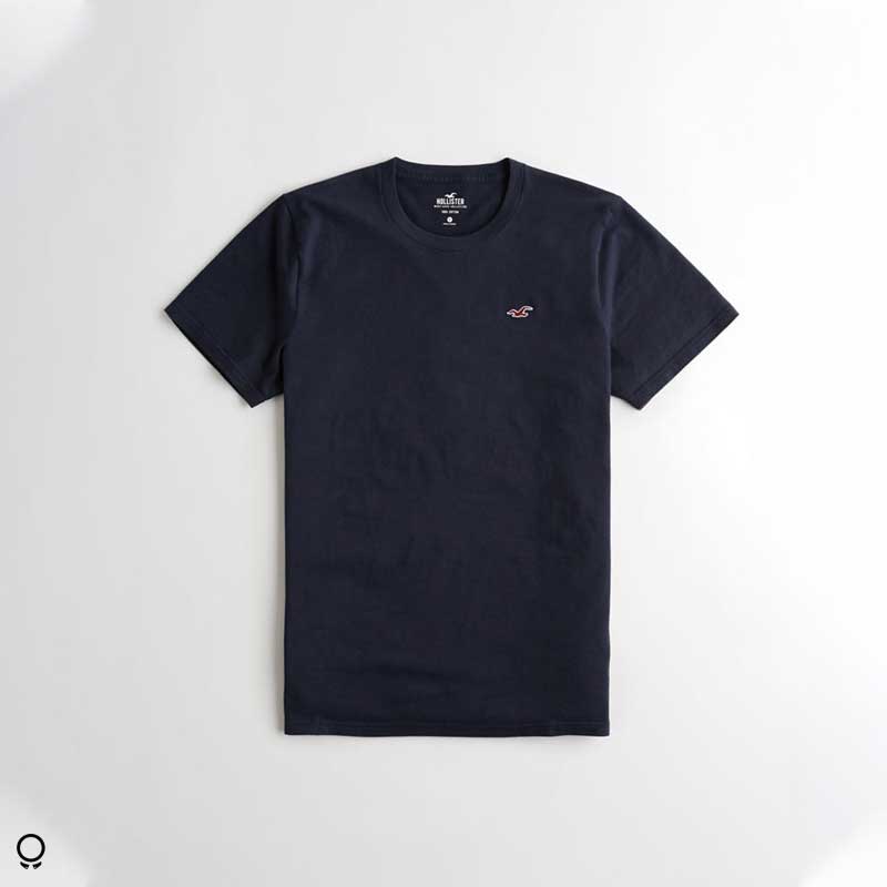 REMERA HOLLISTER CUELLO REDONDO NEGRO