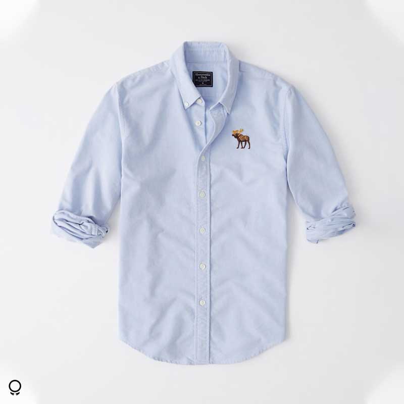 CAMISA ABERCROMBIE MANGAS LARGAS CELESTE CON ALCE