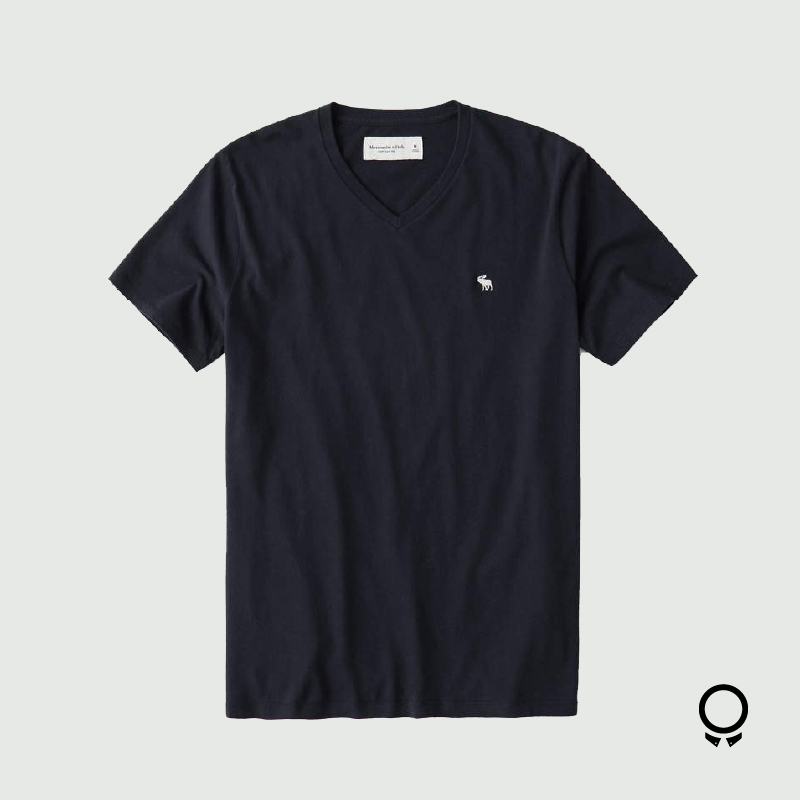 REMERA ABERCROMBIE MANGAS CORTAS CUELLO V AZUL MARINO