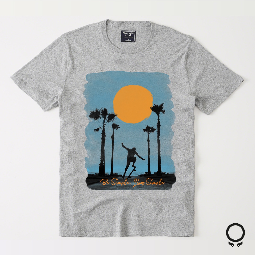 REMERA ABERCROMBIE GRIS ESTAMPA AMANECER