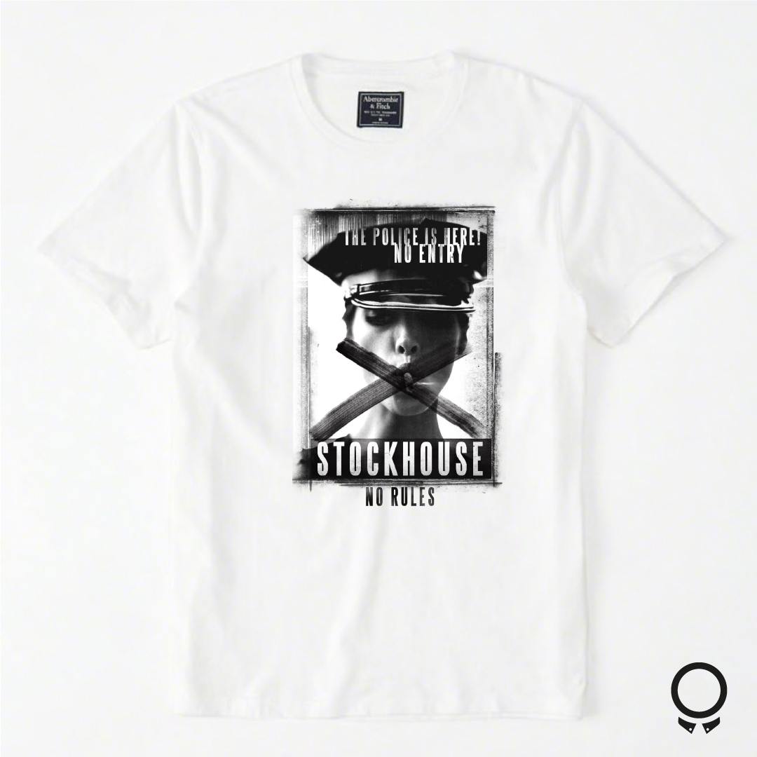 REMERA ABERCROMBIE BLANCA ESTAMPA STOCK HOUSE