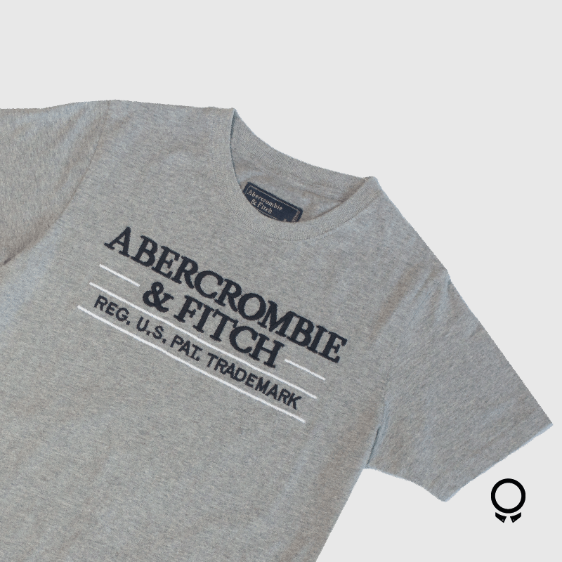 REMERA ABERCROMBIE CUELLO REDONDO GRIS ESTAMPA