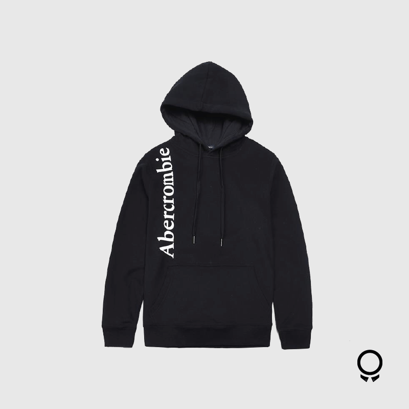 HOODIE ABERCROMBIE NEGRO LETRAS VERTICAL