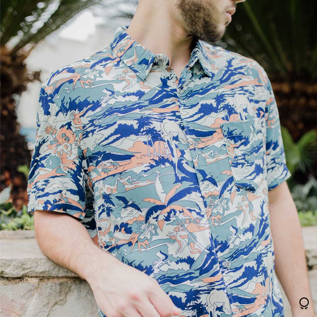 CAMISA QUIKSILVER VERDE FLOREADA