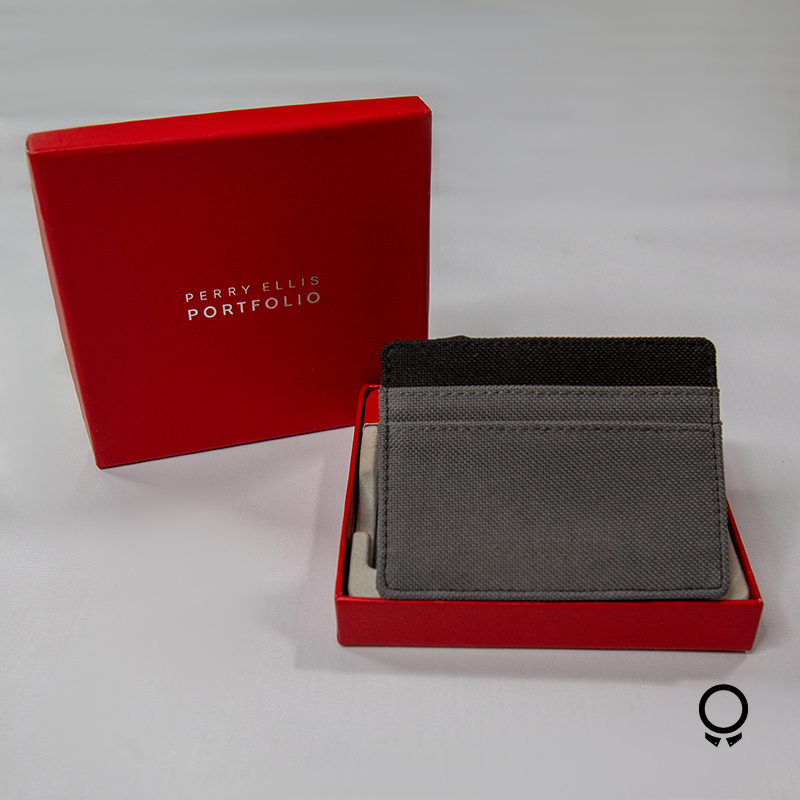 TARJETERO PERRY ELLIS GRIS CON NEGRO