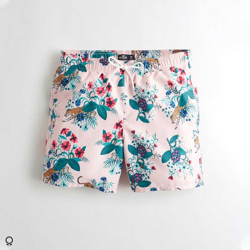 SHORT DE BAÑO HOLLISTER BLANCO FLOREADO