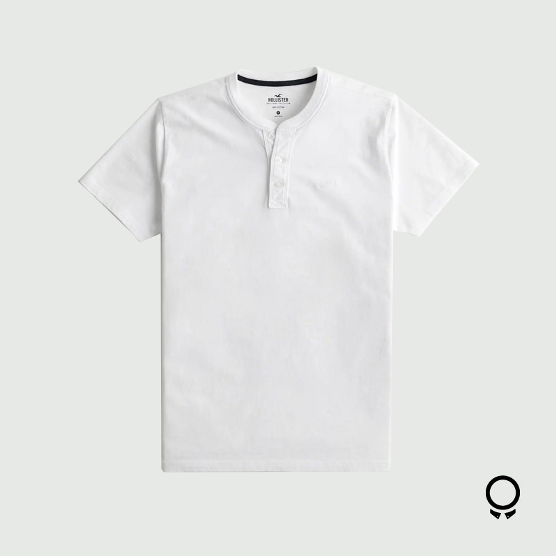 REMERA HOLLISTER CUELLO HENLEY BLANCO