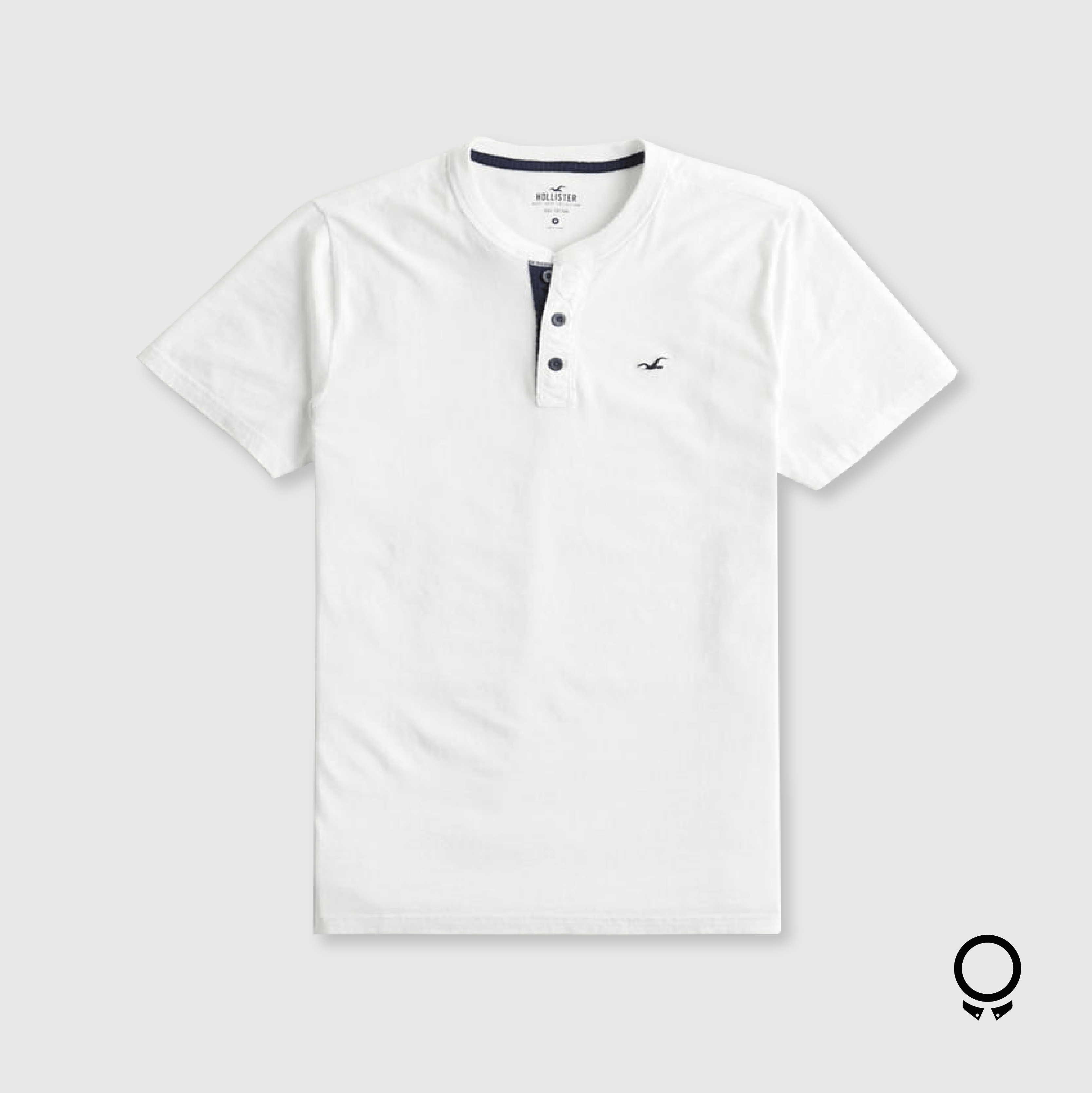 REMERA HOLLISTER CUELLO HENLEY BLANCA