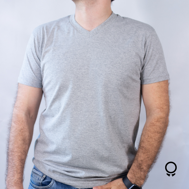 REMERA LIBERATO BASICS CUELLO V GRIS
