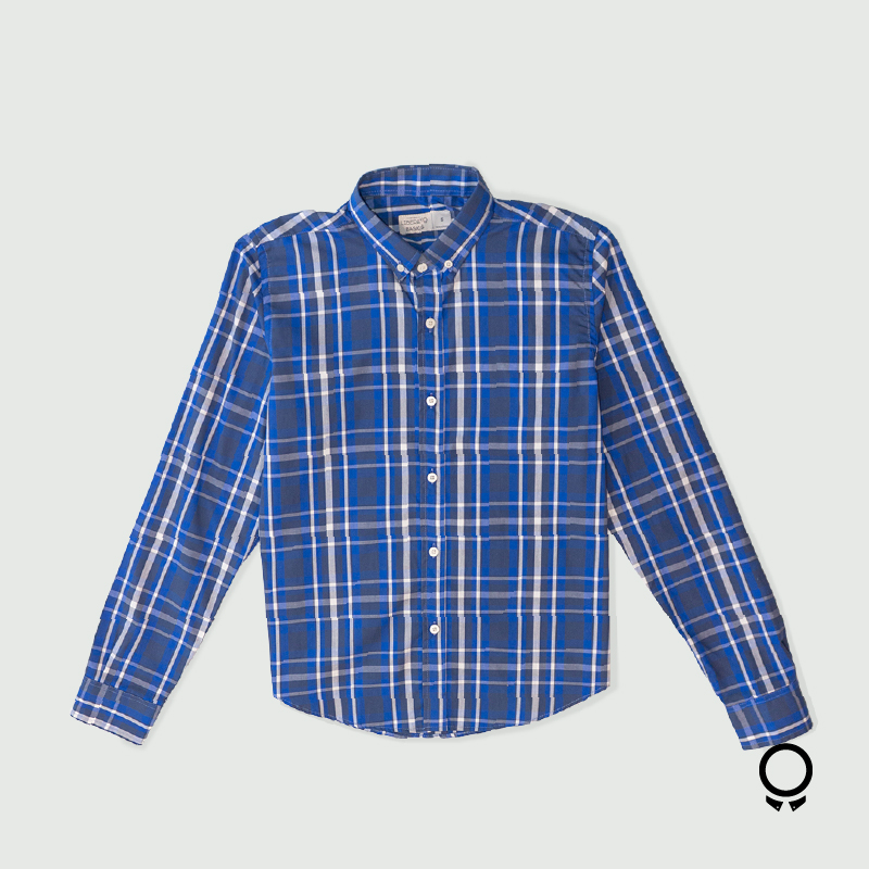 CAMISA LIBERATO BASICS MANGAS LARGAS CUADROS AZUL Y BLANCO