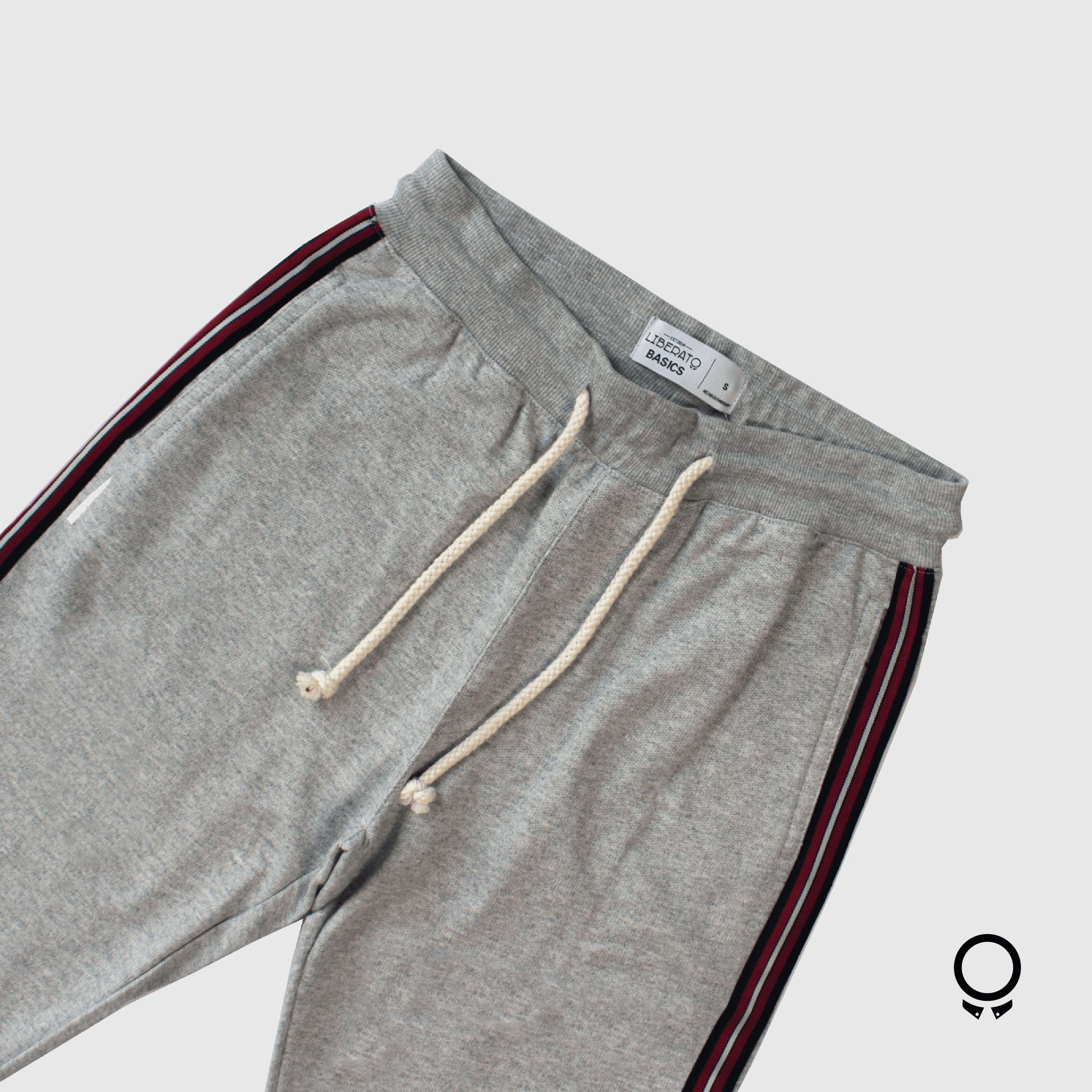 JOGGER LIBERATO BASICS GRIS MELANGE CON CINTA DE COLORES