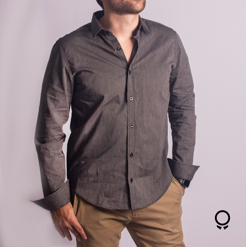 CAMISA LIBERATO MANGAS LARGAS NEGRO RAYAS