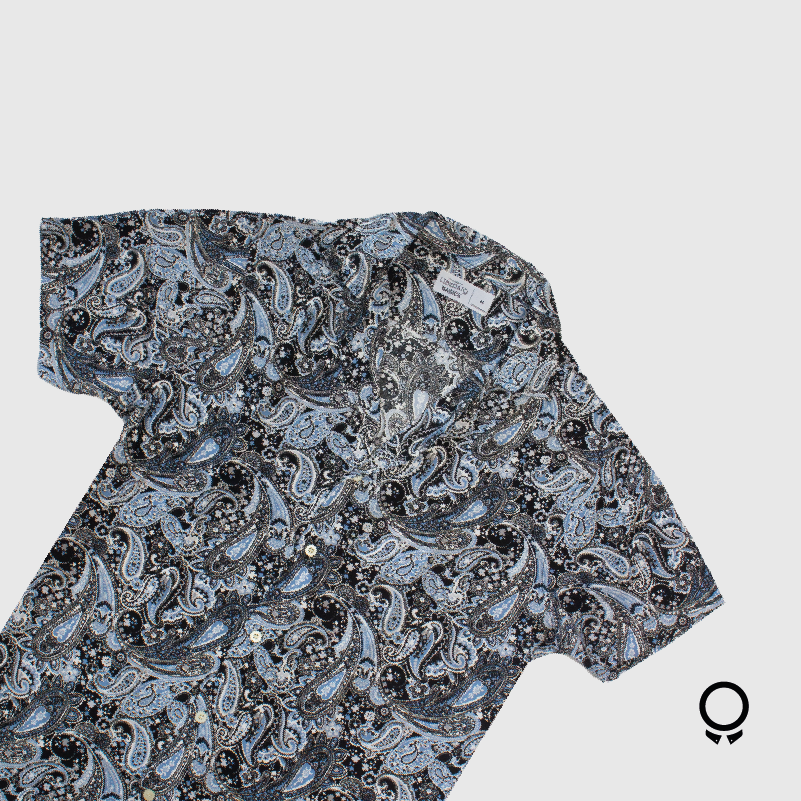 CAMISA LIBERATO BASICS PLAYERA ARABESCO NEGRO CON CELESTE