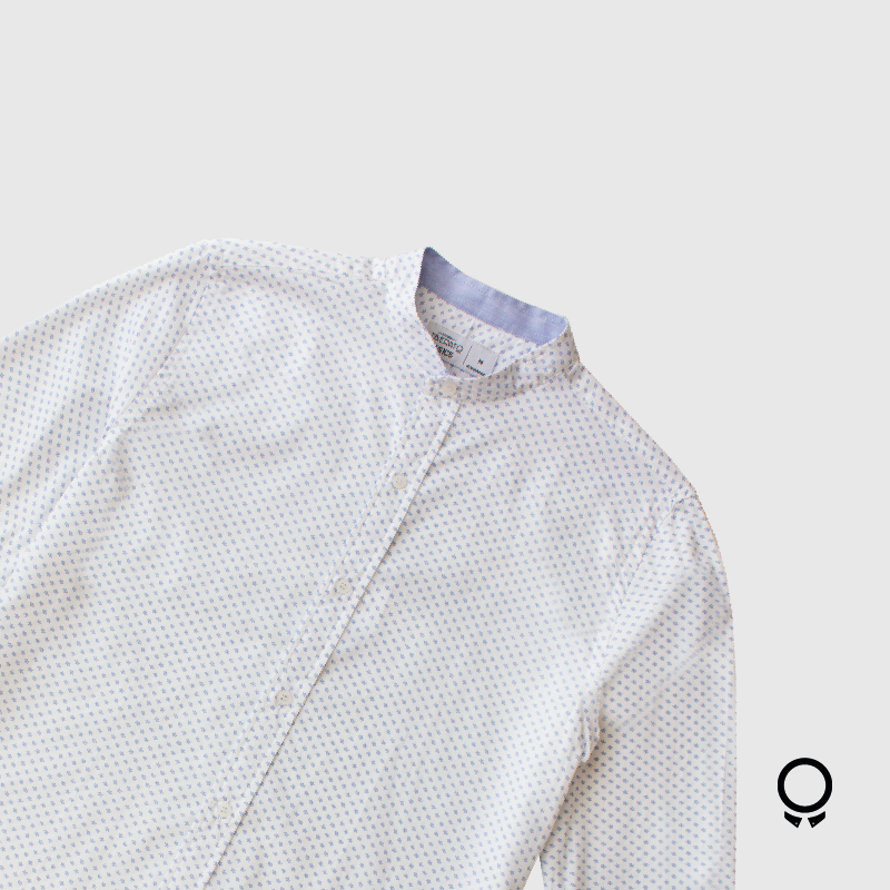 CAMISA LIBERATO BASICS MAO BLANCO DETALLE CELESTE