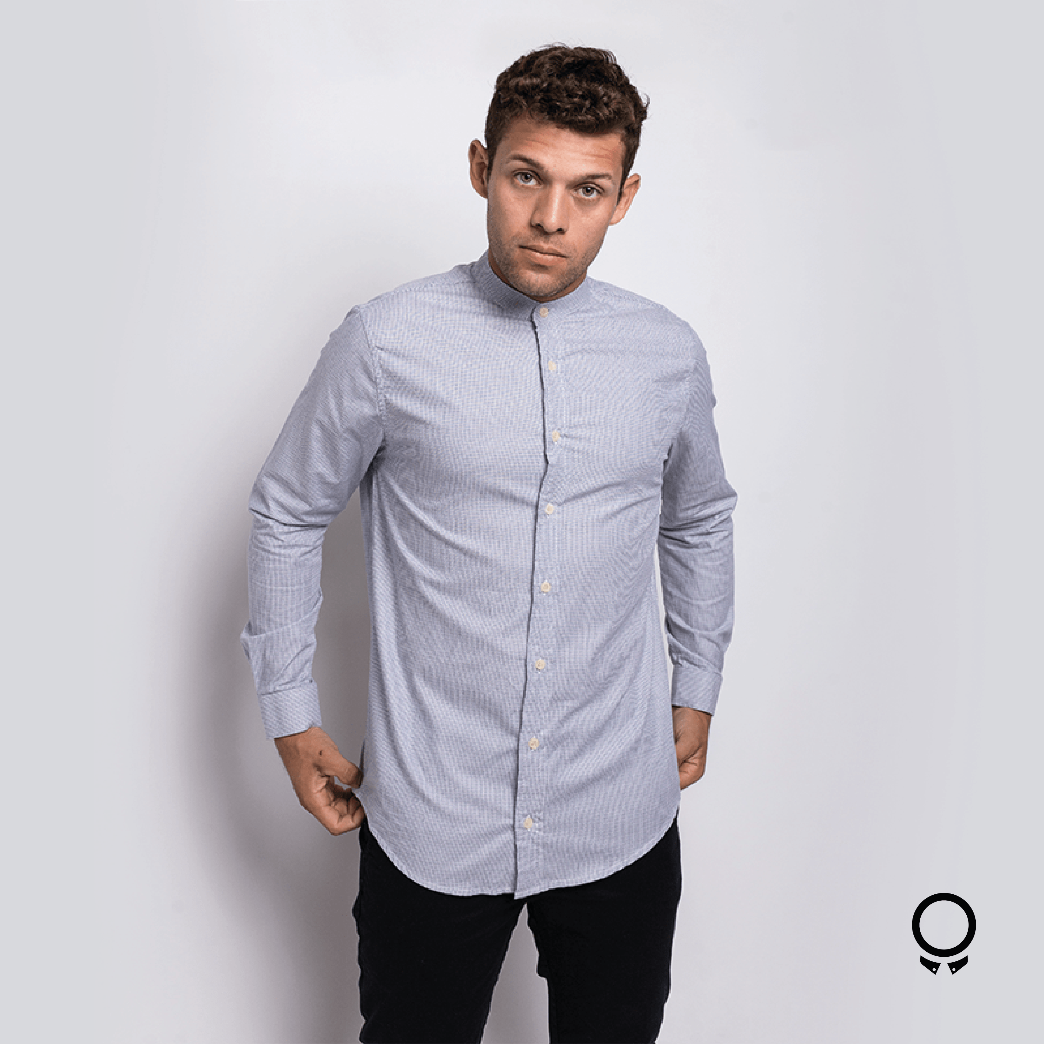 CAMISA LIBERATO BASICS MAO CELESTE RAYADO