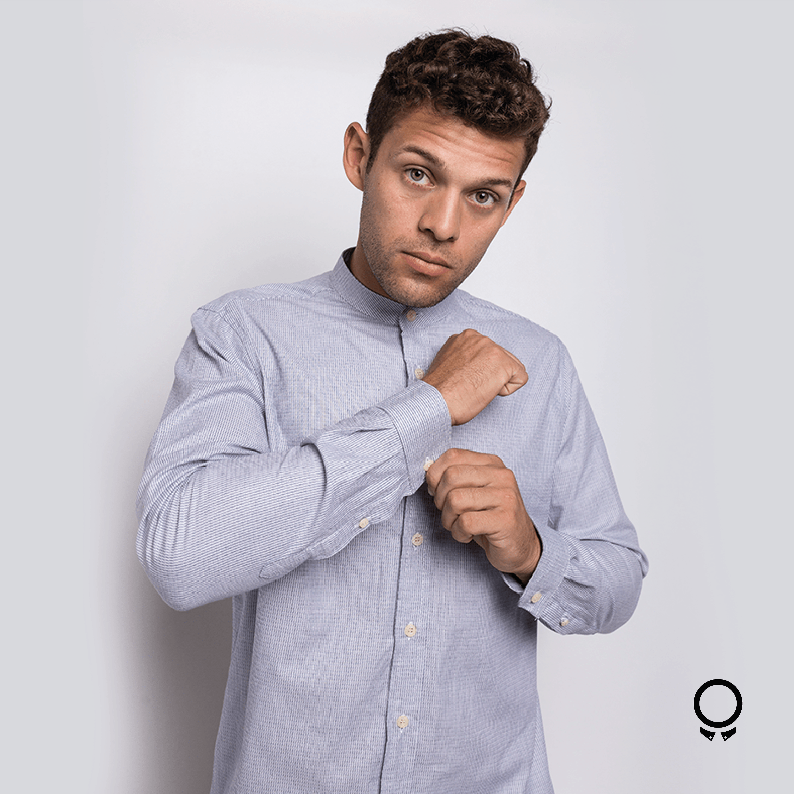 CAMISA LIBERATO BASICS MAO CELESTE RAYADO
