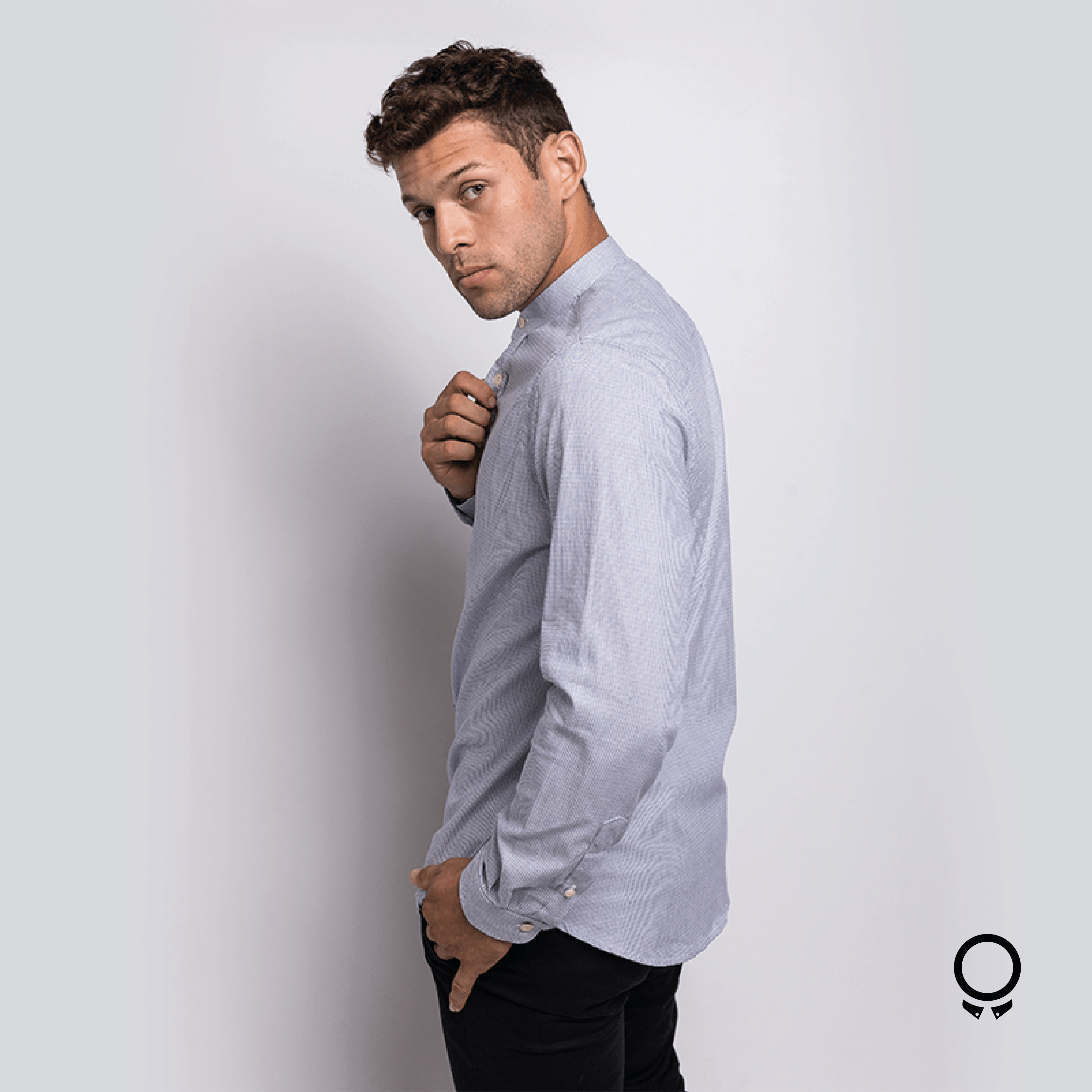 CAMISA LIBERATO BASICS MAO CELESTE RAYADO