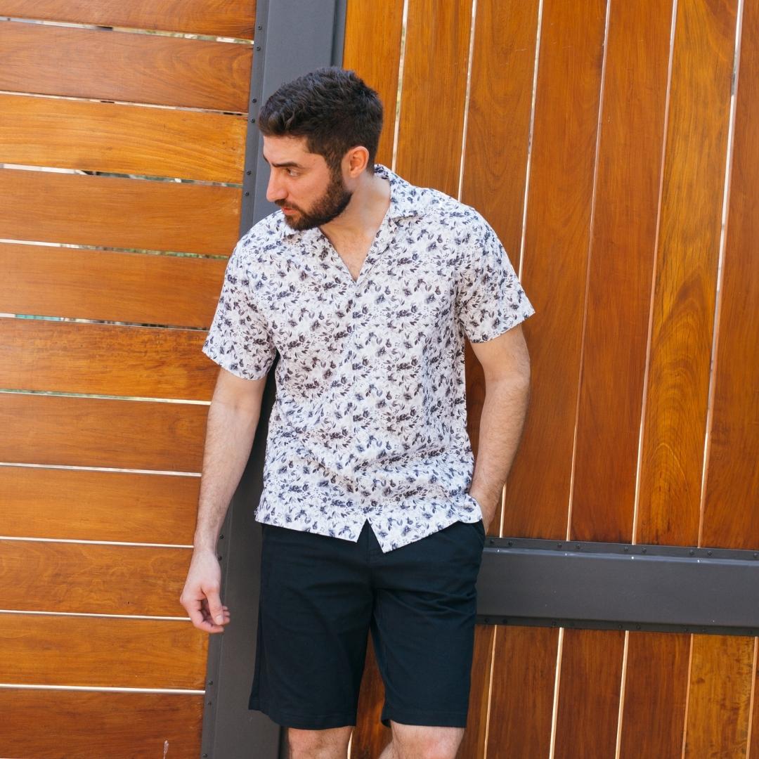 CAMISA LIBERATO BASICS PLAYERA BLANCA FLORES GRISES