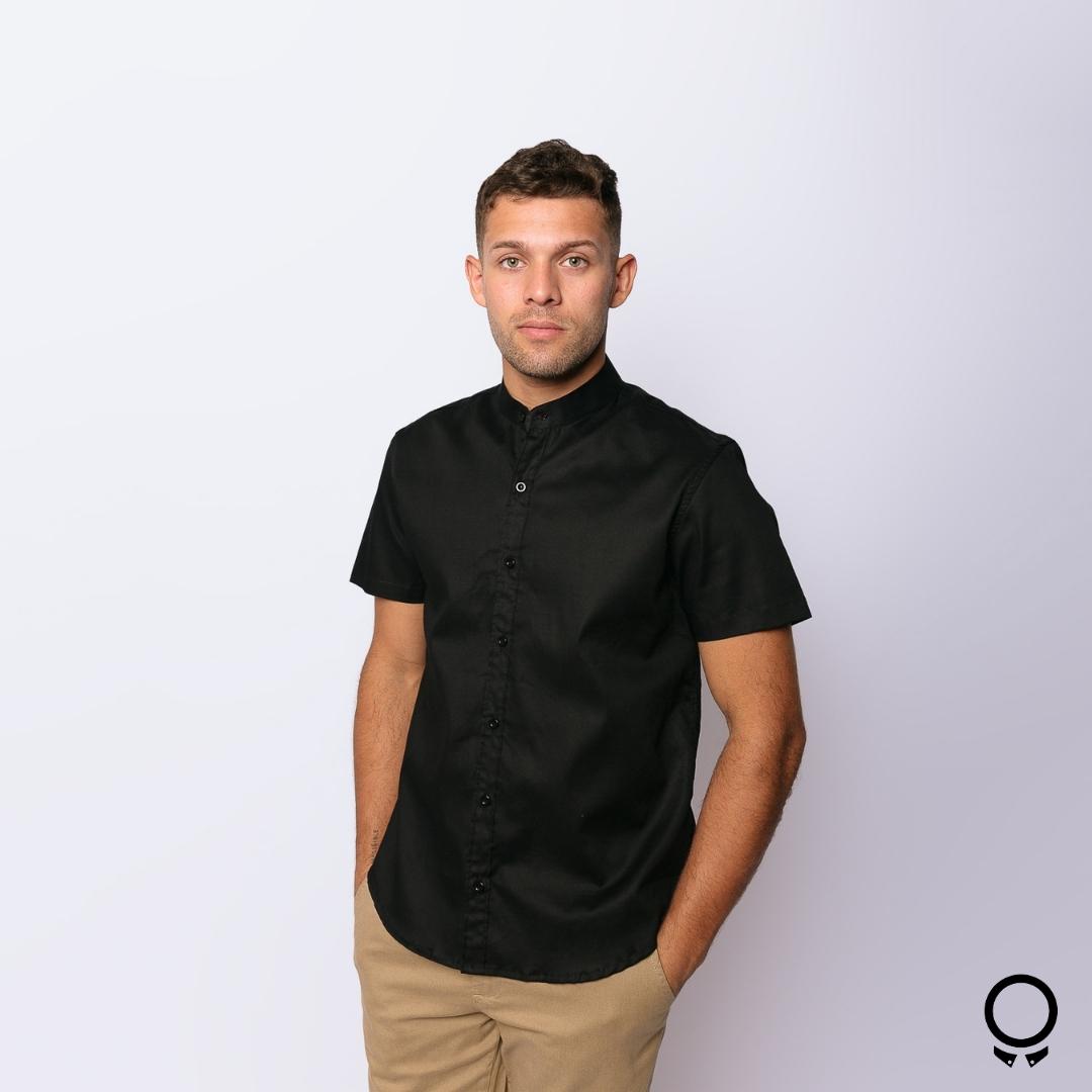 CAMISA LIBERATO BASICS MAO MANGAS CORTAS NEGRO