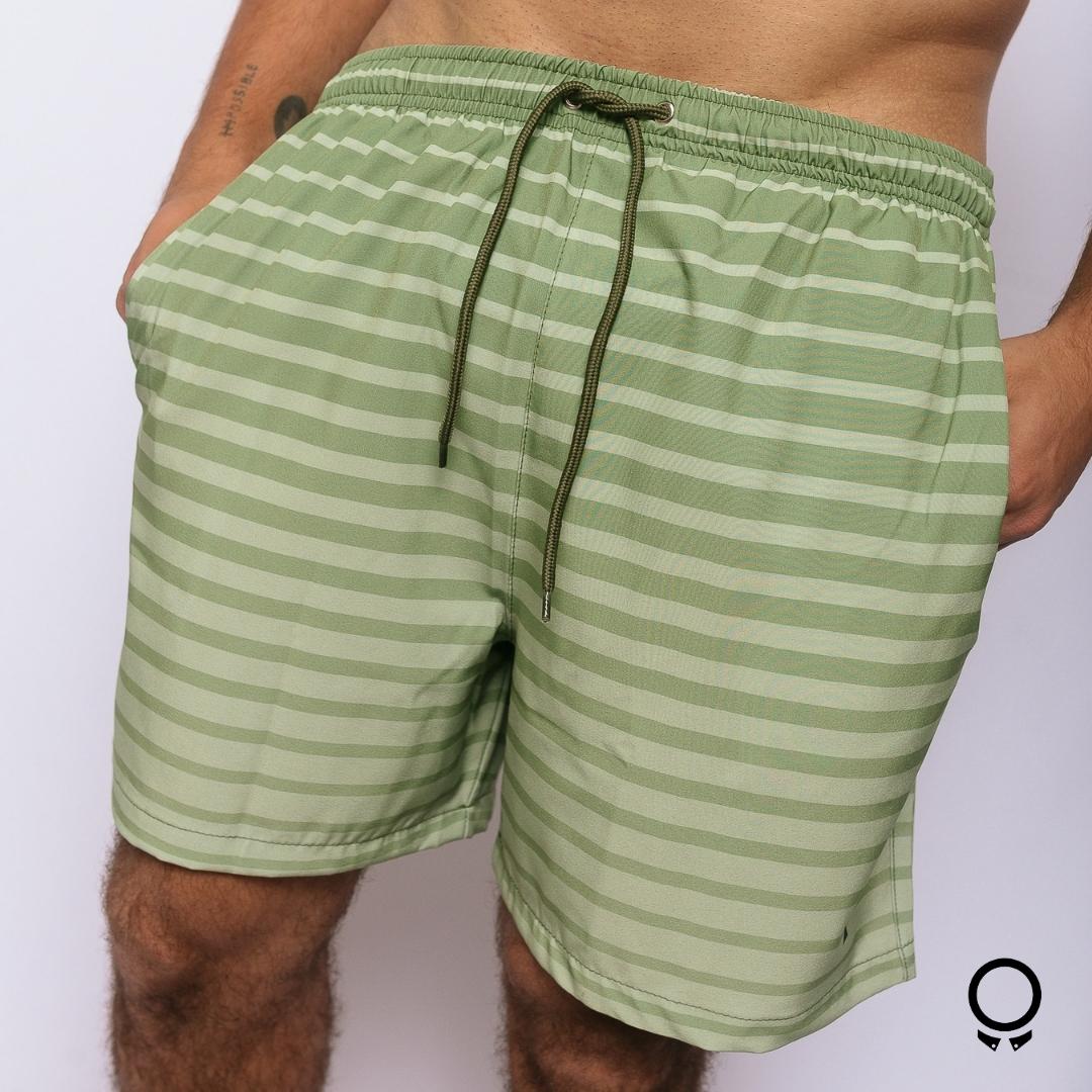 SHORT DE BAÑO LIBERATO BASICS RAYADO VERDE