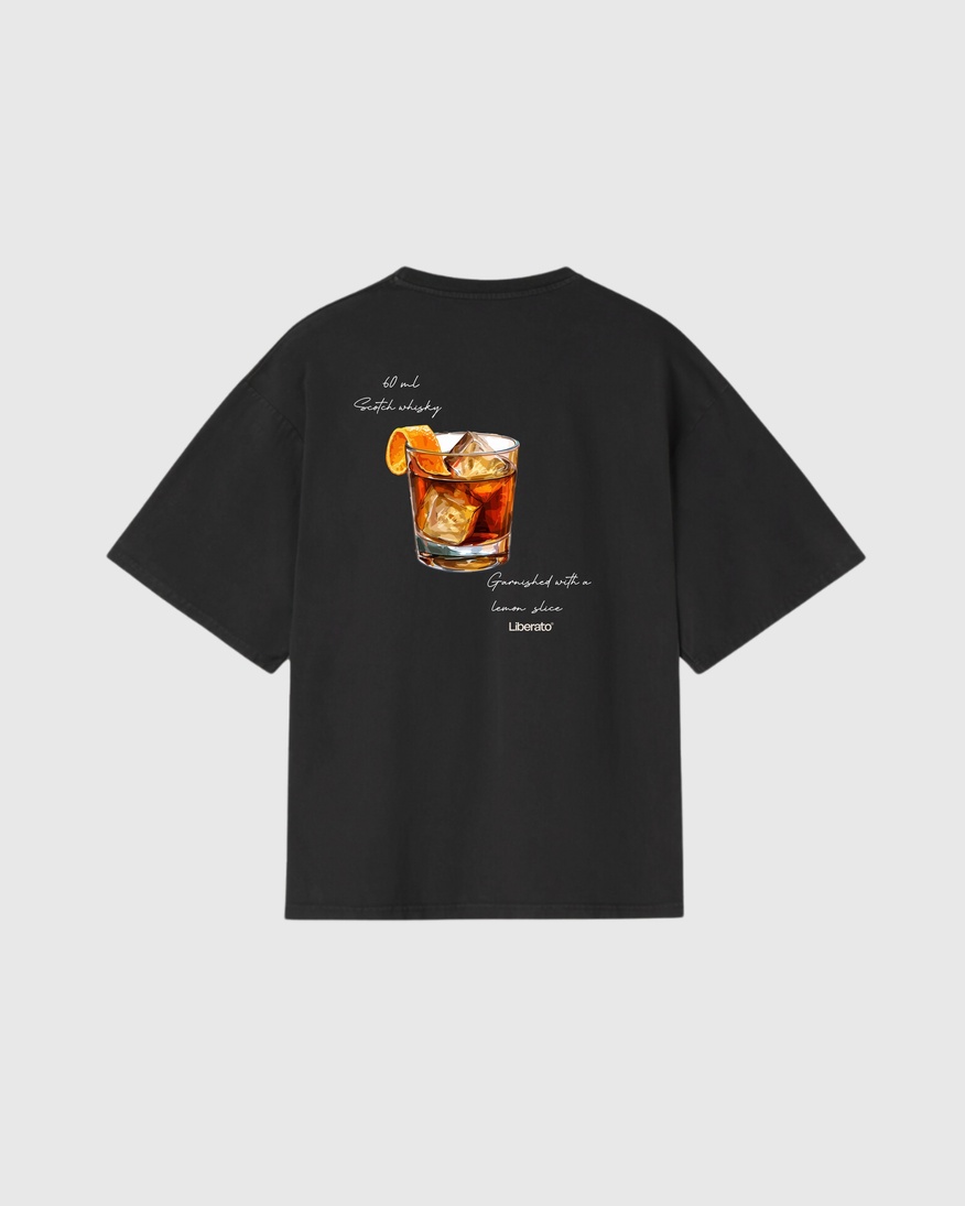 REMERA LIBERATO REGULAR FIT NEGRA OLD FASHIONED