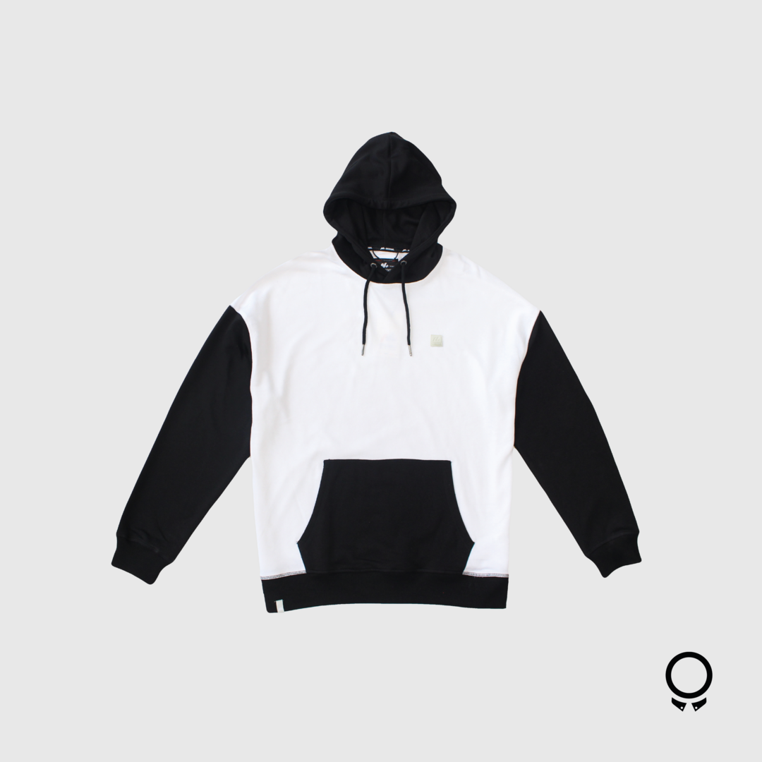 HOODIE N+ BOARD CON RECORTES BLANCO CON VERDE