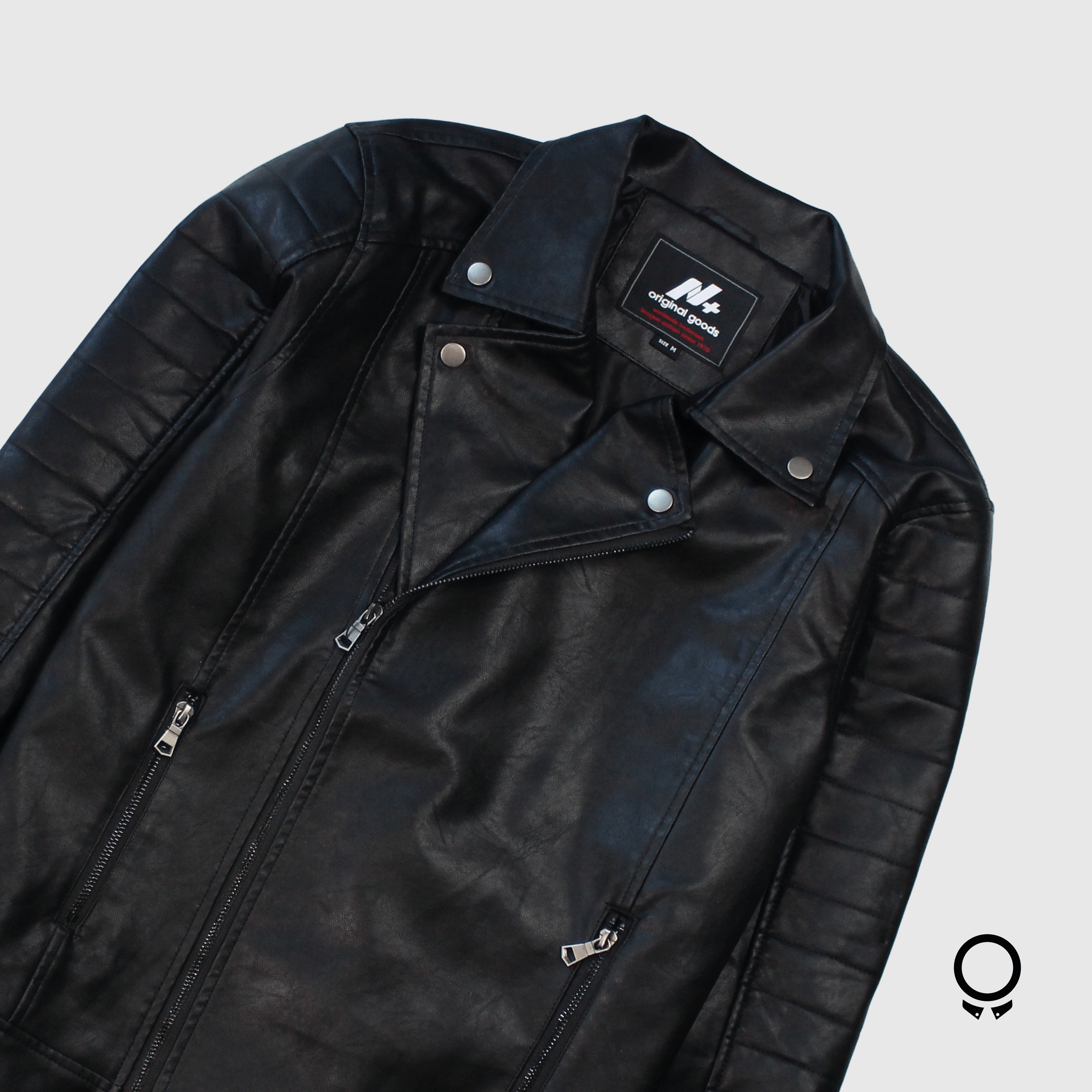 CAMPERA DE CUERO ECOLOGICO N+ PU LUAR NEGRA