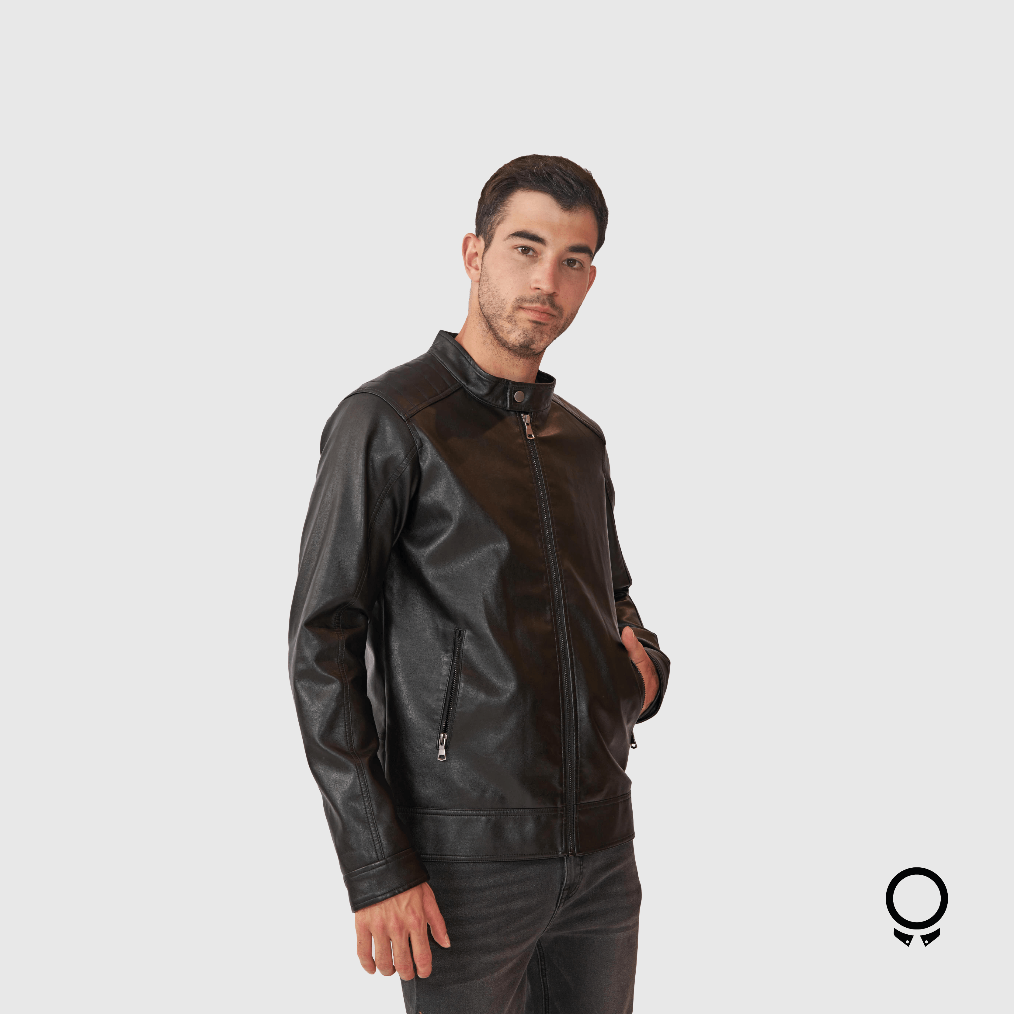CAMPERA DE CUERO ECOLOGICO BARTON NEGRA