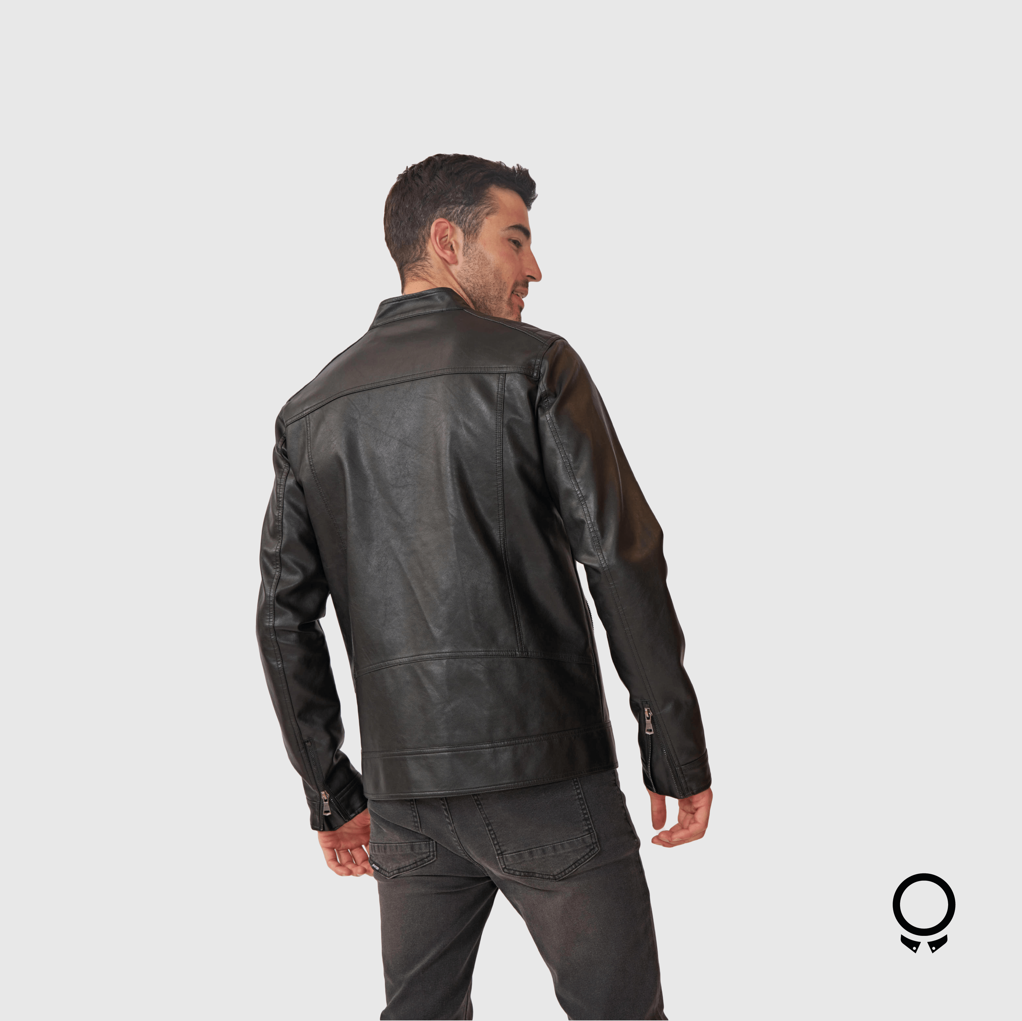 CAMPERA DE CUERO ECOLOGICO BARTON NEGRA