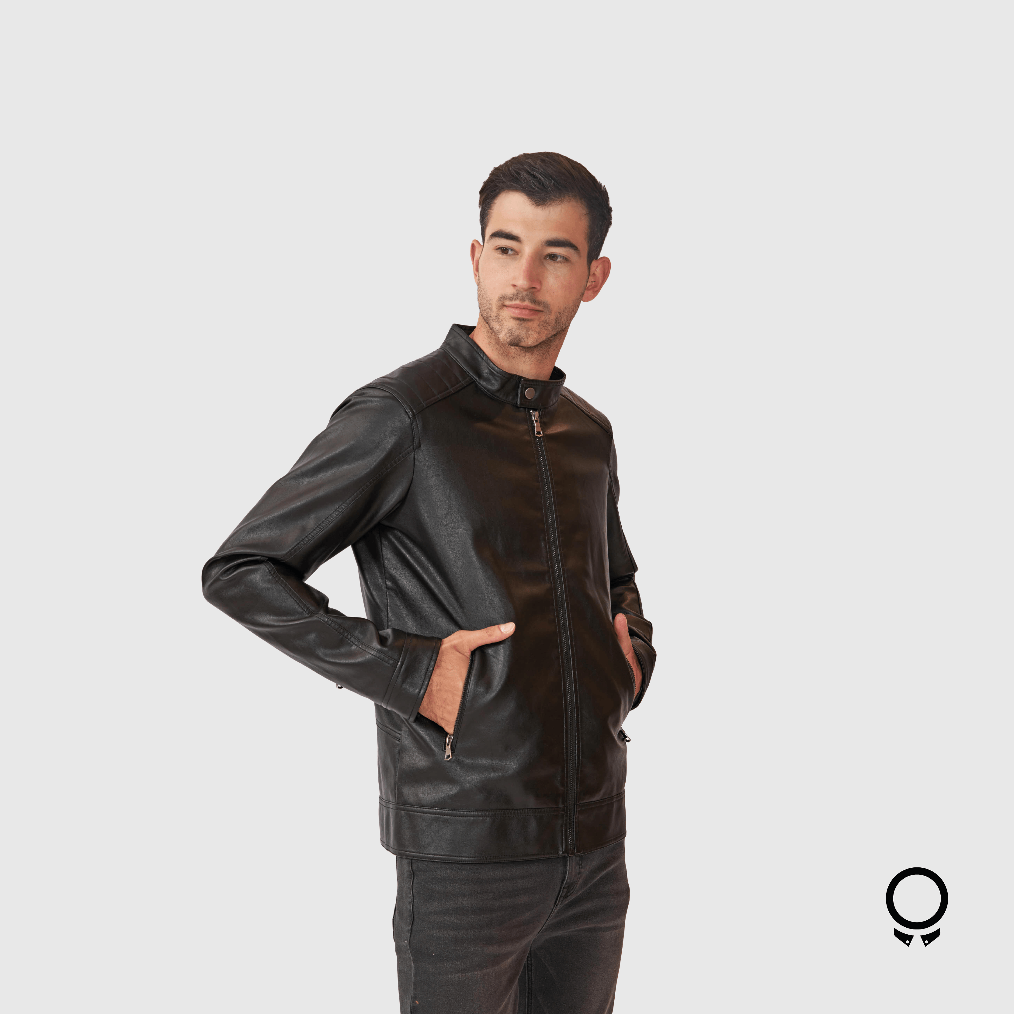 CAMPERA DE CUERO ECOLOGICO BARTON NEGRA