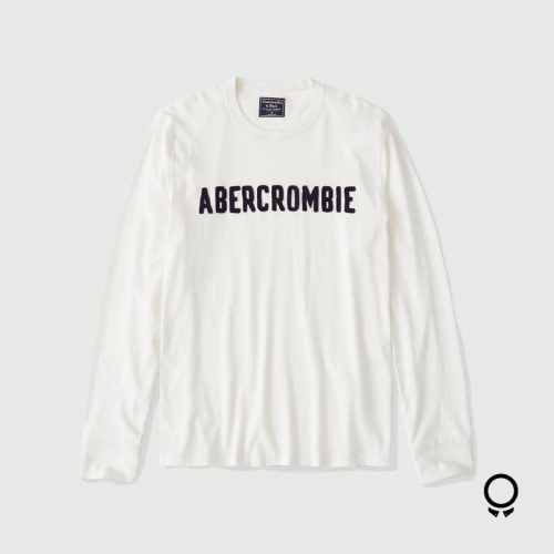 Remera Abercrombie Mangas Largas Cuello Redondo Estampa Af Blanca