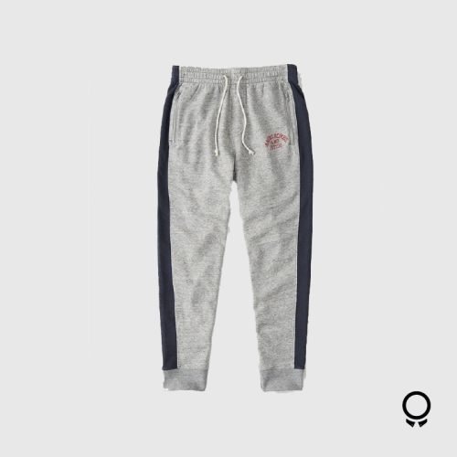 Jogger Abercrombie Gris Con Azul Marino