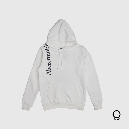 Hoodie Abercrombie Blanco Con Letra Vertical