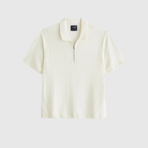 REMERA ABERCROMBIE POLO CON CIERRE MARFIL