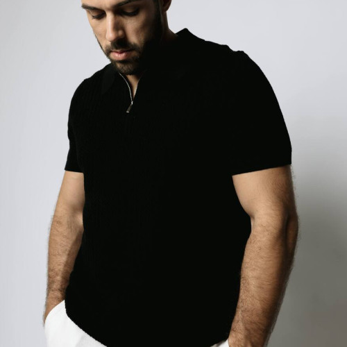 REMERA ABERCROMBIE POLO CON CIERRE NEGRA