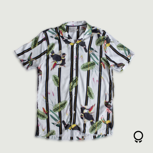 Camisa Liberato Basics Mangas Cortas Playera Blanco Hojas Verdes
