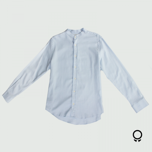 Camisa Liberato Basics M/L Cuello Mao Oxford Celeste