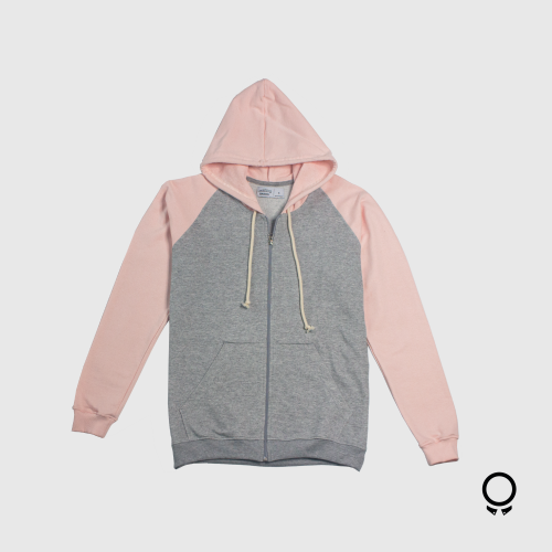 Campera Liberato Basics Gris Combinado Rosado