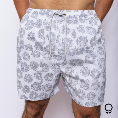 Short De Baño Liberato Basics Blanco Con Detalle Gris