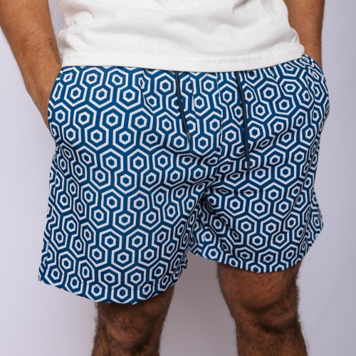 Short De Baño Liberato Basics Hexagonos Azul Marino