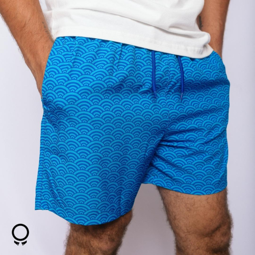 Short De Baño  Liberato Basics Semi Circulos Azul Con Celeste