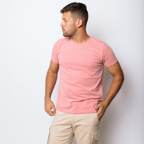 REMERA LIBERATO BASICS REDONDO ROSADA JASPEADA