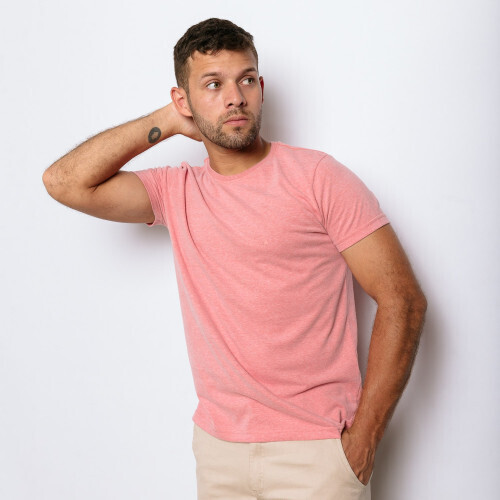 REMERA LIBERATO BASICS REDONDO ROSADA JASPEADA