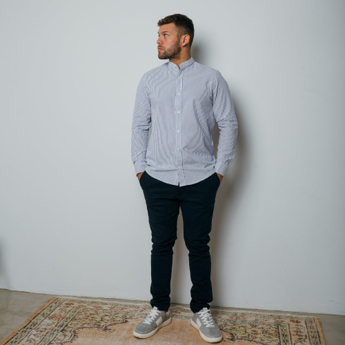 CAMISA LIBERATO BASICS MAO MANGAS LARGAS CELESTE RAYADA
