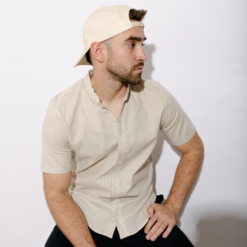 CAMISA LIBERATO BASICS MAO MANGAS CORTAS RAYAS BEIGE