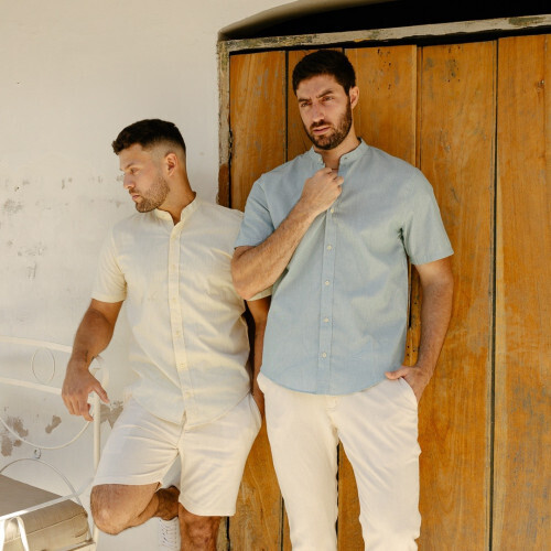 CAMISA LIBERATO BASICS MAO MANGAS CORTAS RAYITAS VERDES