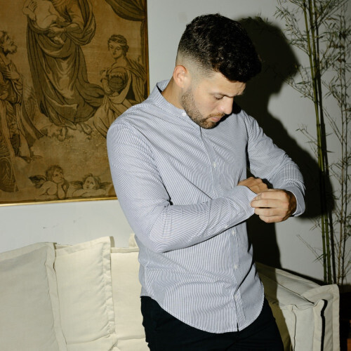 CAMISA LIBERATO BASICS MAO MANGAS LARGAS RAYAS AZULES